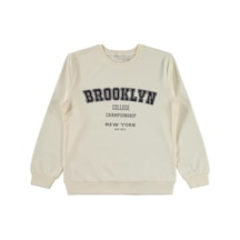 Civil Girls Brooklyn Baskılı 10-13 Yaş Sweatshirt Ekru