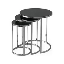 Sedef Modern Tarz Zigon Sehpa 3'lü Yuvarlak 001