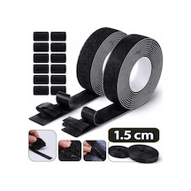 Cırt Bant 1.5 Cm 5 Metre Siyah Hook & Loop Güçlü Tutuculuk Tekstil, Kablo Düzenleme,