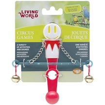 Living - 148 - World Zilli Denge Çubuğu Kuş Oyuncağı Kırmızı - Csmo-tex - Beyaz