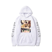 Startmore Demon Slayer Siyah Hoodies 12097 Beyaz