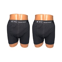 Kyc Shopping 2 Adet Siyah Renk Pamuklu Likralı Penye Esnek Kumaş Boxer