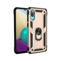 Samsung Uyumlu Galaxy A02 Kılıf Tam Koruma Çift Katmanlı İbiza Sert Silikon Kapak Gold