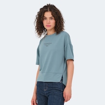 Slazenger VILLAGE Kadın Oversıze Su Yeşili Tişört