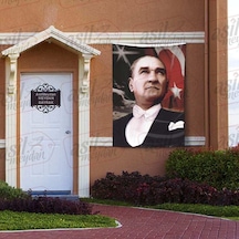 Göğe Bakan Gazi Mustafa Kemal Atatürk - Ay Yıldız Türk Bayrağı Poster - Bayrak 100x150 Cm 1