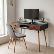 Mobenta Modest Desk: Masif Çalışma & Laptop Masası 2 Çekmece 1 Bölme - 120x60 An-bk Antrasit-bakır