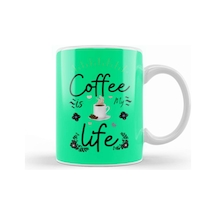 Coffee İs My Life Funny Coffee Drinks Lover Gift Quote Kupa Bardak Porselen Karışık