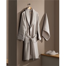 Madame Coco Remi Erkek %100 Pamuk Bornoz Seti - Bej - Lüks Koleksiyon Bej