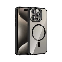 İphone 14 Pro Max Remim Lensli Magsafe Standlı Kapak - Siyah