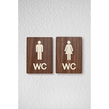 İkili Takım Wc Kadın-erkek Yönlendirme Tabelası - Ceviz