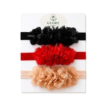 3'lü Bebek Bandana Seti Lazer Çiçek Siyah-kırmızı-camel Siyah-kırmızı-camel