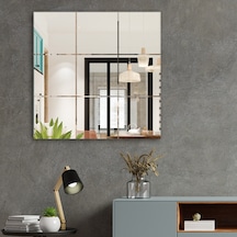 Ayna | Düz Ayna | Kare Kanallı - Kare Ayna | 60Cm X 60Cm Şeffaf