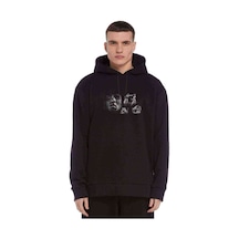 Muhammad Ali Boks Baskılı Siyah Erkek Örme Kapşonlu Sweatshirt