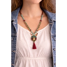 Gypsy Stone Nomad Heritage Püsküllü Figürlü Boncuk Kolye Çelik