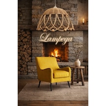 Lampega Rattan Bambu Hasır Avize Gold