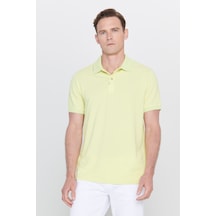 Ac&co Erkek Fıstık Yesıl Slim Fit Dar Kesim Polo Yaka Baskılı Pamuklu Tişört
