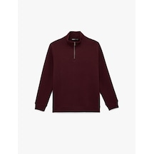 Koton Regular Fit Uzun Kollu Yarım Fermuarlı Sweatshirt Bordo 6wam70234mk Bordo