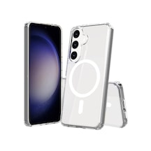 Zore Galaxy S24 Uyumlu Ogaa Magsafe Şarj Özellikli Şeffaf Sert Pc Ogaa Embos Kılıf-renksiz