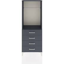 Arges Dolap Tek Raflı 4 Çekmeceli Tek Askılı 60x30x163 Antras... Antrasit