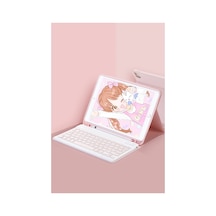 İpad Pro 12.9 2022 Kılıf Kc01 Smart Klavyeli Tablet Kılıfı - Pembe Diğer