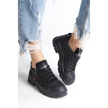 Agatha Bağcıklı Fermuarlı Ortopedik Taban Kadın Sneaker Spor Ayakkabı Cst - Siyah Siyah