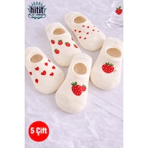 Hitit Socks Kadın5 Çift Çilek Ve Kalp Desenli Yüksek Pamuklu ... Çok Renkli