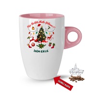 Yılbaşı Hediyesi Mutlu Yıllar Çam Ağacı İsimli Baskılı Porselen Latte Kupa Bardak Pembe Pembe