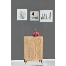 Sinbo Ayakkabılık Atlantik Çam 3 Kapaklı Raflı Yüksek Ayaklı Çok Gözlü Ayakkabı Dolabı 90x34x105 Cm