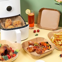 Ayrex Kağıdı Xl-xxl Büyük Boy Kare 200 Adet Hava Fritöz Parşömen Fırın Kağıdı Tek Kullanımlık Kağıt Fı