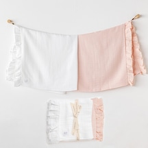 Kız Bebek Battaniye 2 Parça Blanket 85x90 Muslin Home Pembe - Beyaz