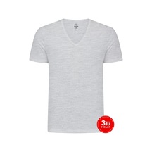 Sementa SAM Erkek Modal Derin V Yaka Tshirt 3'lü Paket - Melanj