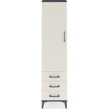 Arges Dolap Tek Raflı 3 Çekmeceli Tek Askılı 44x30x182 Antras... Antrasit