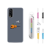 Vivo Y20 Kılıf Kablo Koruyuculu Orange Escape 1374 Siyah
