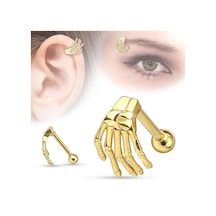 Altın Paslanmaz Çelik 3 Renk Delici Kaş Tragus Burun Meme Halkası Bar Dudaklar Pirsingler