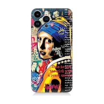 Apple Uyumlu iPhone 13 Pro İnci Küpeli Kız Popart Desenli Silikon Kılıf