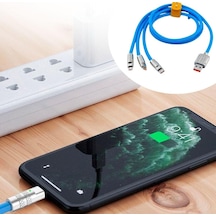 Kutulu 3 Şarj Aleti 1 Arada Çinko Alaşım Hızlı Şarj Kablosu Mavi 3 İn 1 4434