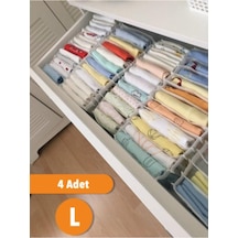 3 Adet - Large 8 Gözlü Çekmece Içi Düzenleyici Organizer 27 X 35 X 17 Kumaş Gri Diğer