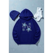 Uyguntarz Unisex Eternal Light Baskılı Oversize Sweatshirt Mavi