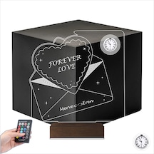 Luvivia Kalp Forever Love Sevgiliye Hediye Zarf Mesajlı Kişiye Özel Metal Saatli 3d Lamba - Masa Gece Lambası