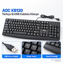 Aoc Kb120 Türkçe Q Usb Kablolu Sessiz Klavye Siyah