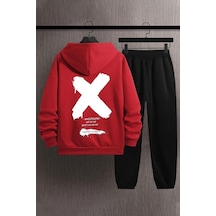 Uyguntarz Unisex Sometimes X Baskılı Eşofman Takımı Kırmızı