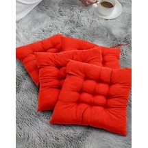 4 Lü Sandalye Minderi Bağcıklı, Çökme Yapmaz Sünger Dolgulu, Yıkanabilir 40x40 Cm Sarı Diğer