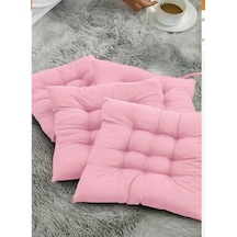 Rual 4 Lü Sandalye Minderi Bağcıklı, Çökme Yapmaz Sünger Dolgulu, Yıkanabilir 40x40 Cm Pudra