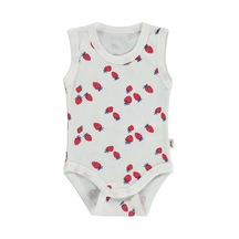 Civil Baby Çilekler Empirme 1-36 Ay Çıtçıtlı Badi - Ekru