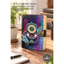 3 Adet Deri Defter 18 X 13 Cm Not Defteri, Deri Kapaklı Journal Notebook Ksk3129 1