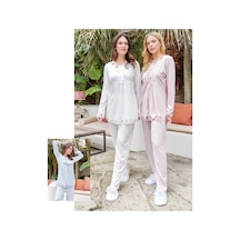 Bone Club 5617 Uzun Kol Kadın Pijama Takımı Pembe V2 Pembe