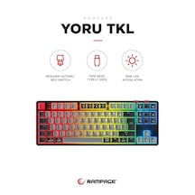 Rampage Yoru Tkl Gri/siyah Type-c Bağlantılı Outemu Red Swich Q M