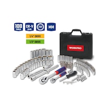 Workpro Wp202535 1/4 1/2 108 Parça Cr-v Metrik Profesyonel Lokma Takımı