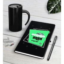 Kişiye Özel Mühendis Baba Siyah Defter Kalem Termos Mug Seti-2 Siyah