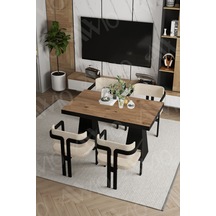 Avvio Marble Lake Mdf Ayak Tokyo Demonte Sandalye 80x120 Yemek Masası Mutfak Masası 4 Kişilik Akça